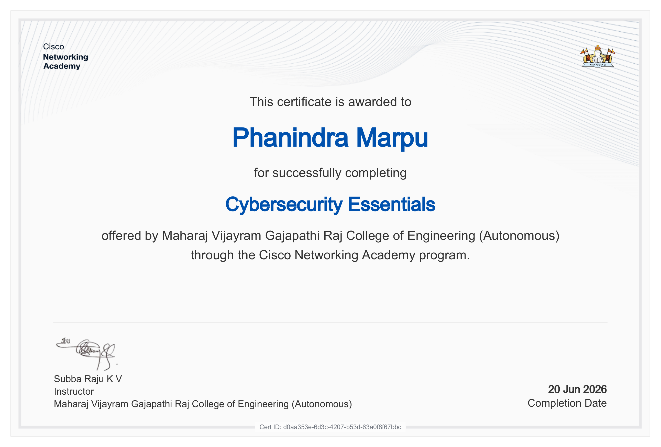 Cisco Junior Cybersecurity Analyst Career Path Certificate