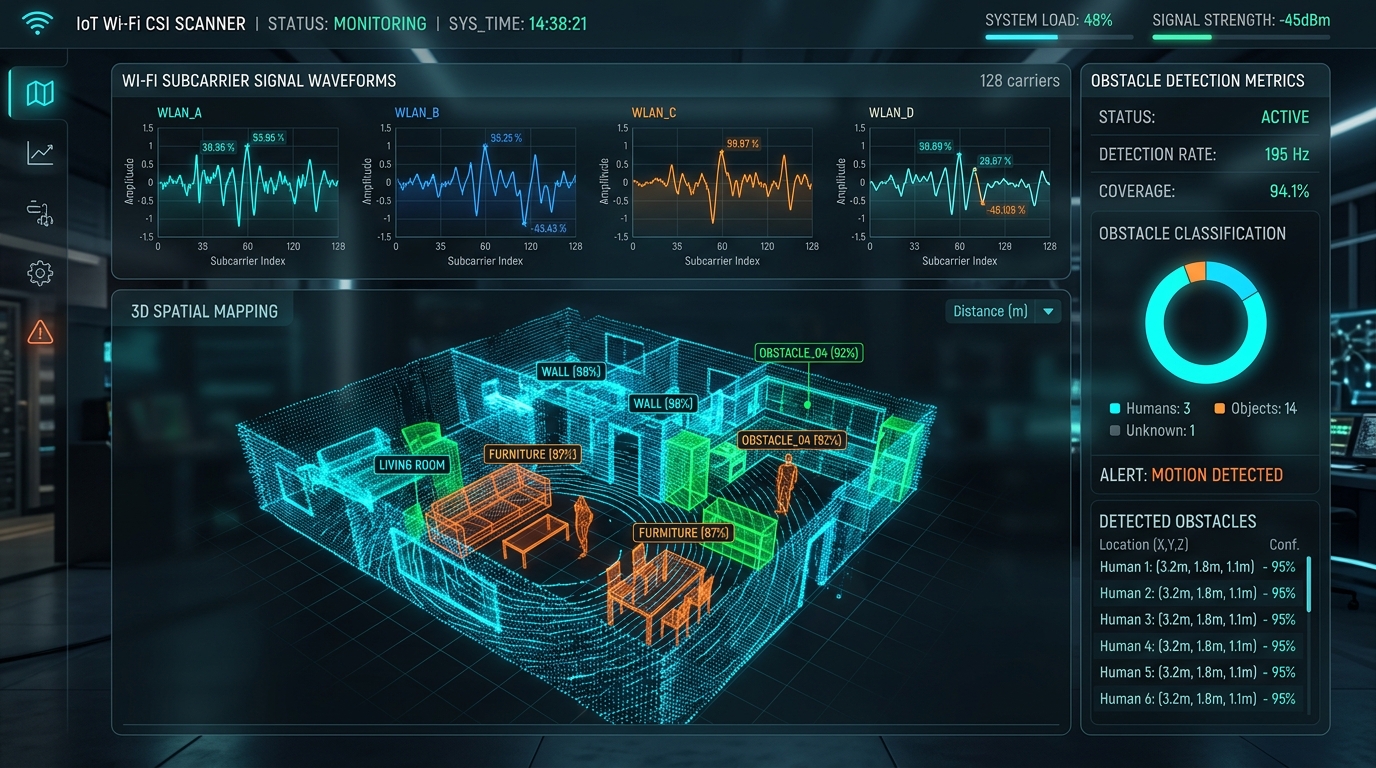 Wi-Fi CSI 3D Environment Scanner UI Preview